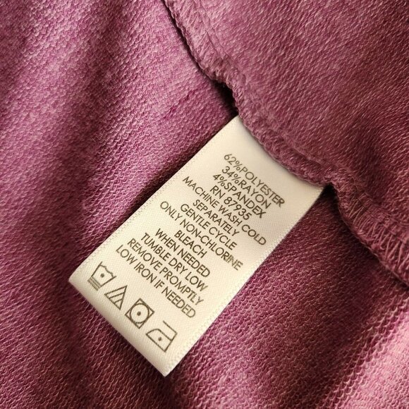 LOGO Lounge Lori Goldstein Open Front Waterfall Cardigan Jacket Size M Purple - Picture 10 of 12
